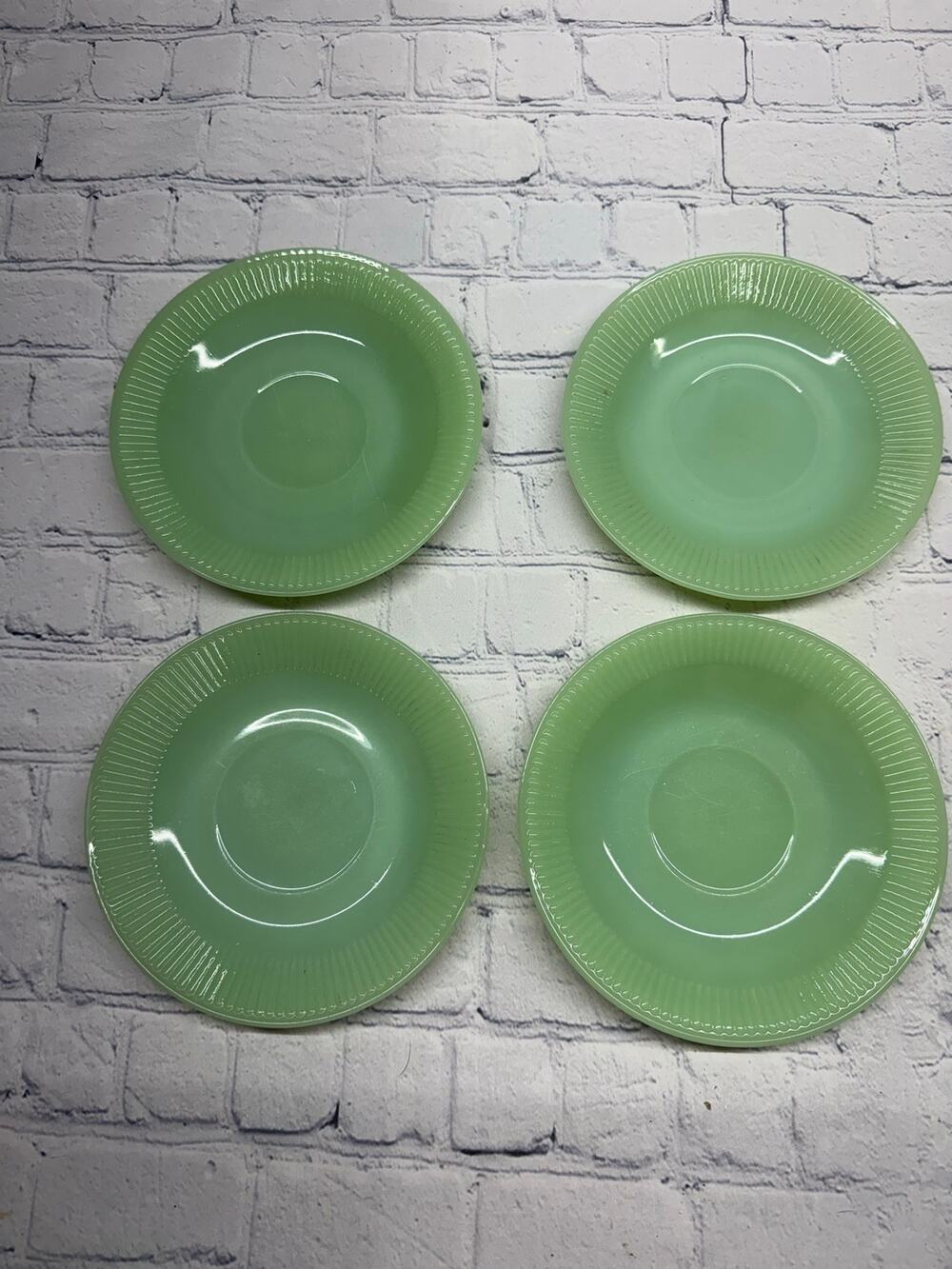 Fire King Jadeite Vintage Anchor Hocking Saucer plates Set of 4